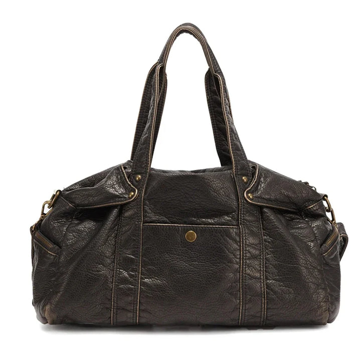 Sac à main femme noir vintage en cuir synthétique. Élégant, grand et très pratique pour étudiante et mode.