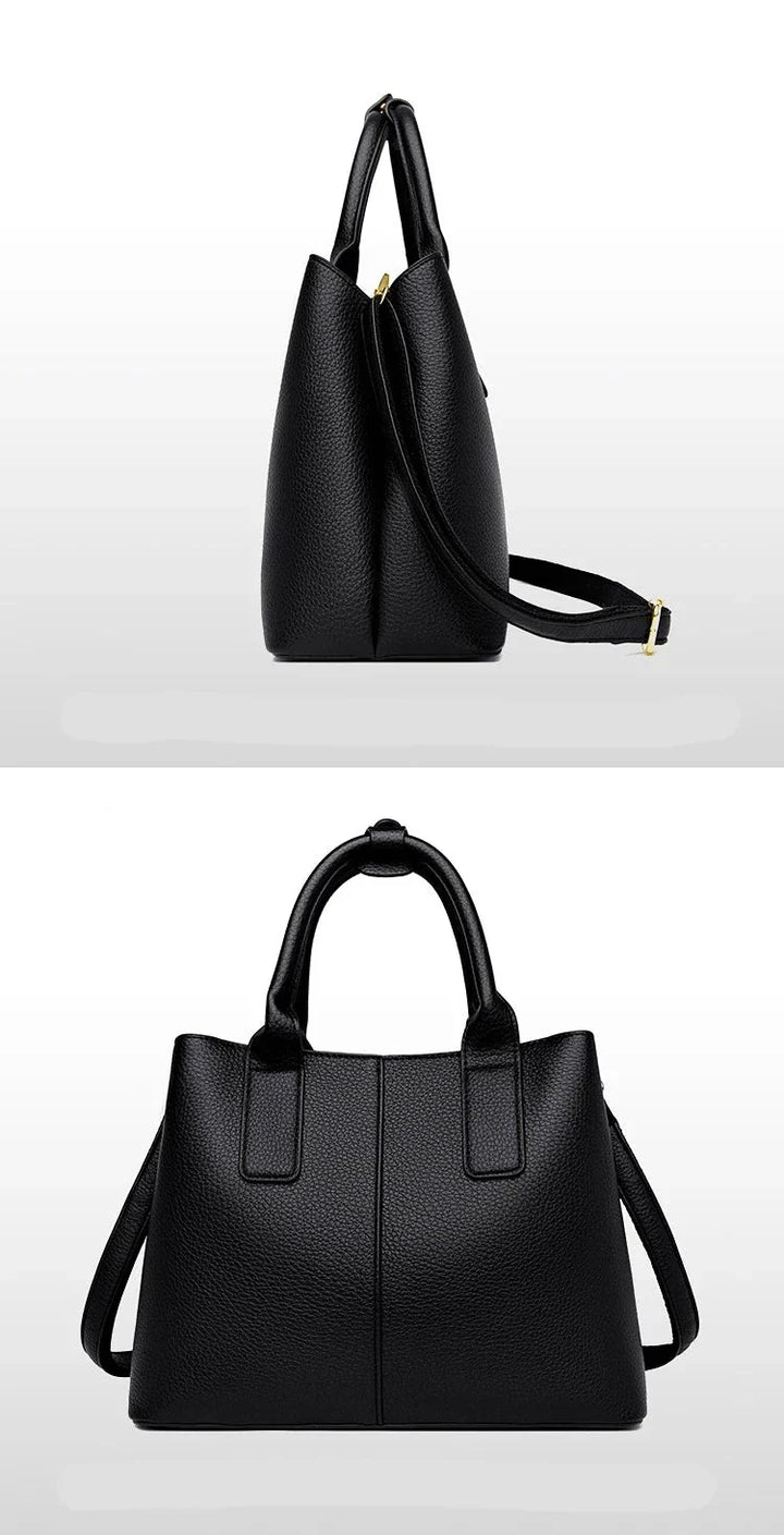 Sac à main noir élégant pour femme, en cuir vegan résistant, compagnon pratique au quotidien.