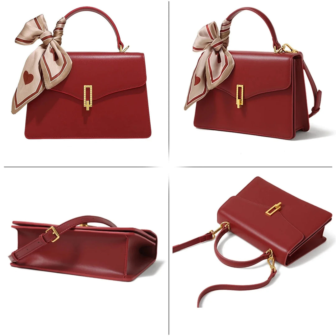 Sac bandoulière rouge élégant en cuir pour femme. Parfait cadeau, accessoire mode et luxe féminin.