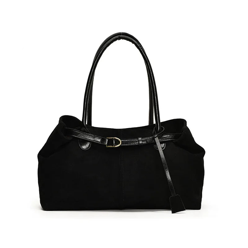 Sac à main femme suédine noir, chic, élégant et polyvalent pour toutes occasions.