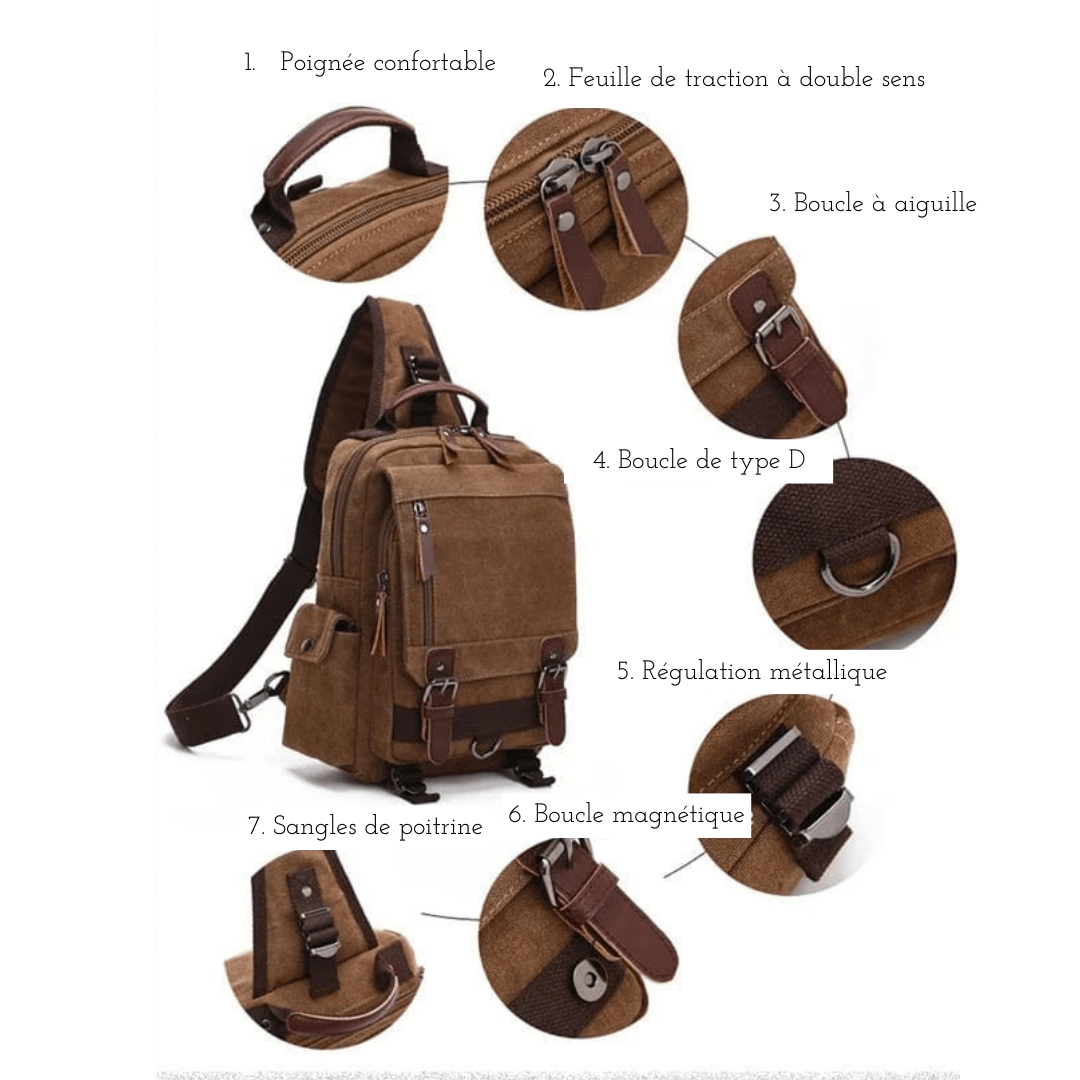 Sac de ville femme décontracté, en toile canvas avec bretelle unique, idéal pour un style urbain et pratique