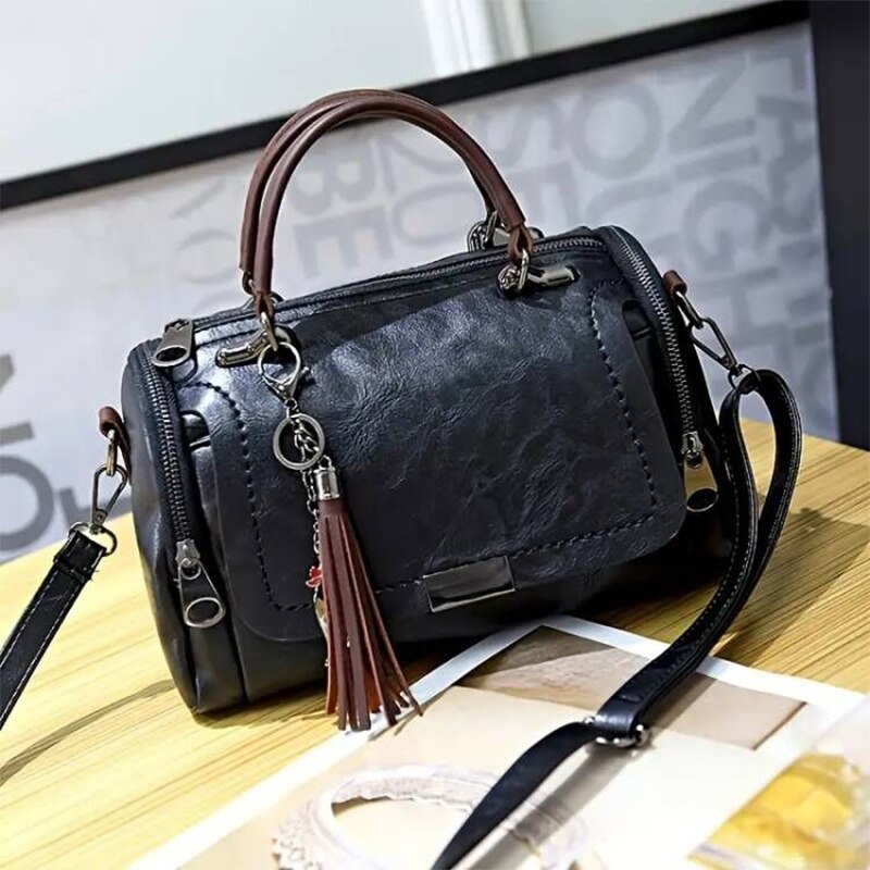 Sac à main en cuir 'Sophie' marron pour femme, avec bandoulière détachable, style rétro