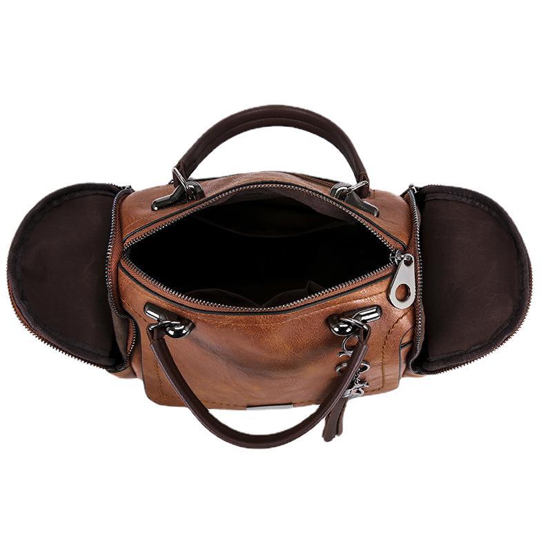 Sac 'Sophie' en cuir femme, couleur marron, parfait pour un look rétro chic et tendance