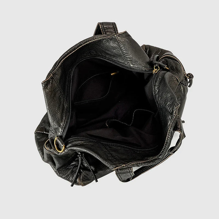Sac cabas vintage en cuir PU noir ou bronze pour femme. Sac de cours rétro, élégant et pratique.