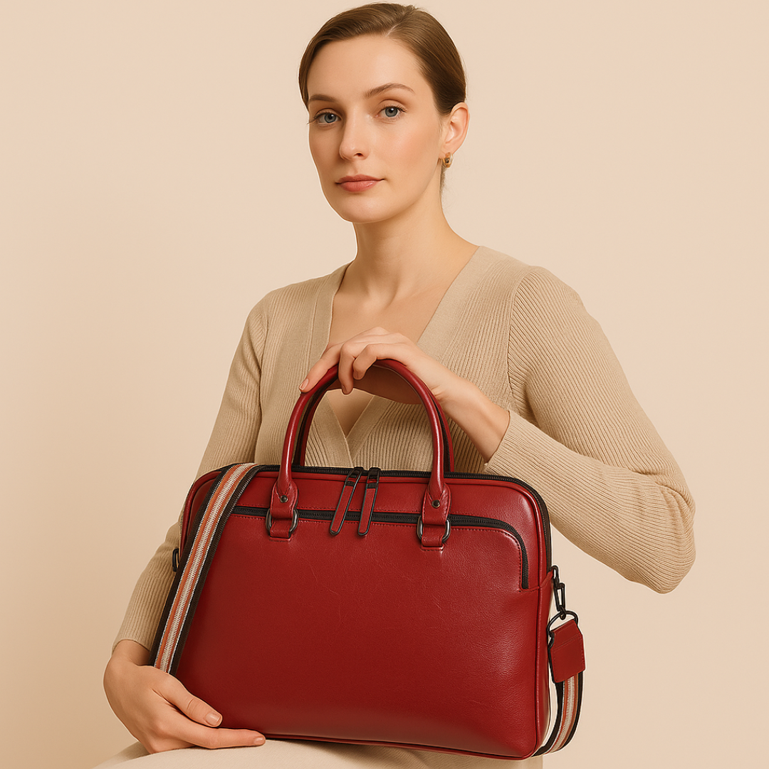 Sac ordinateur femme en cuir élégant 14 pouces pour documents et affaires professionnelles.