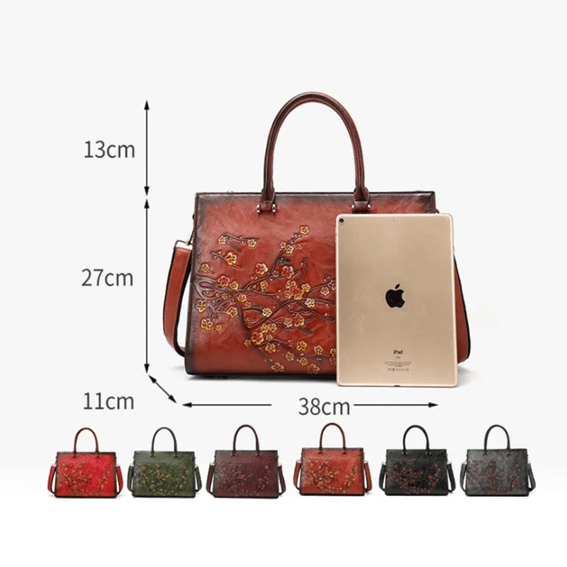 Sac ordinateur femme floral en cuir vegan, accessoire de mode indispensable et fonctionnel