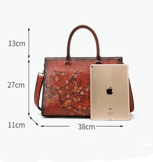 Sac de travail floral pour femme, en cuir vegan résistant, parfait pour un usage quotidien