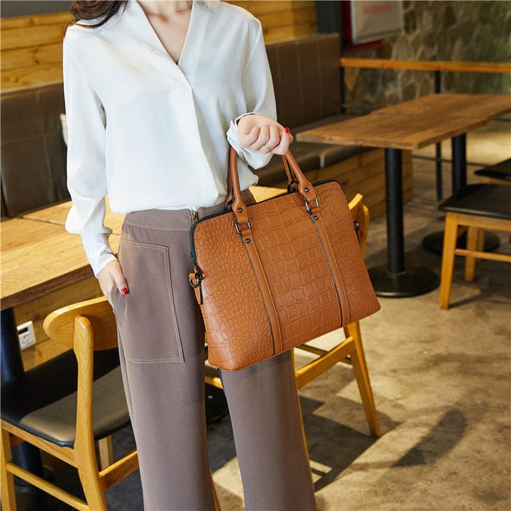 Sac à main professionnel femme en cuir PU noir, spacieux pour ordinateur portable 14 pouces