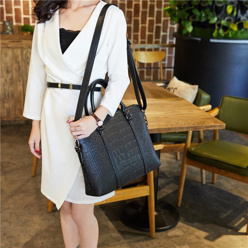 Sac ordinateur élégant pour femme, en cuir PU marron clair, pour documents et PC 14 pouces