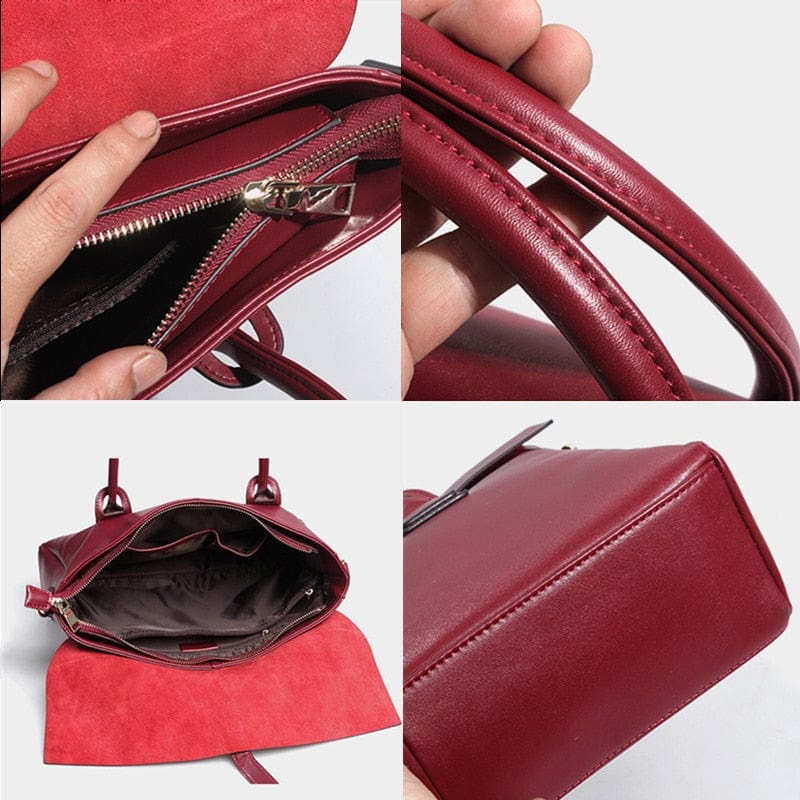Sac ordinateur femme Roxane, vue frontale, en cuir noir, parfait pour un look professionnel affirmé.