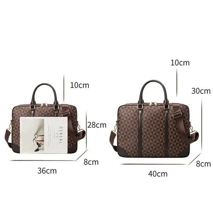 Sac professionnel pour femme avec ordinateur portable, doté de poignées robustes et d'un design élégant en cuir PU texturé.