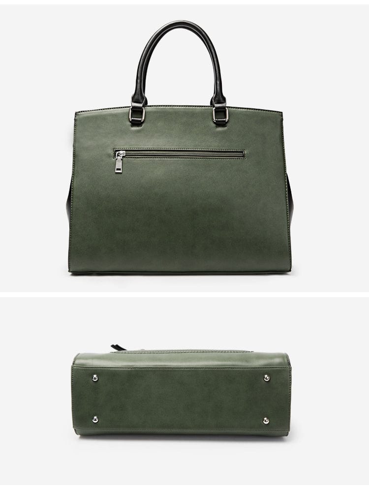 Sac multifonction Mathilde vert en cuir PU, un choix idéal pour un look professionnel et féminin.
