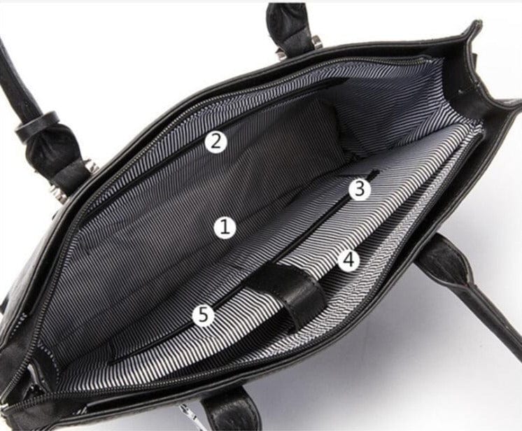 Sac de travail Mathilde vert en cuir synthétique, conçu pour les femmes actives et organisées.