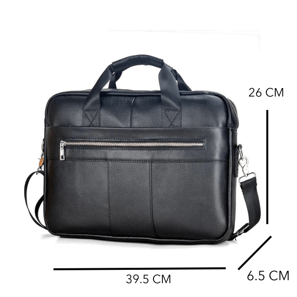 Sac business homme en cuir, grand compartiment, adapté pour un ordinateur portable 15 pouces.