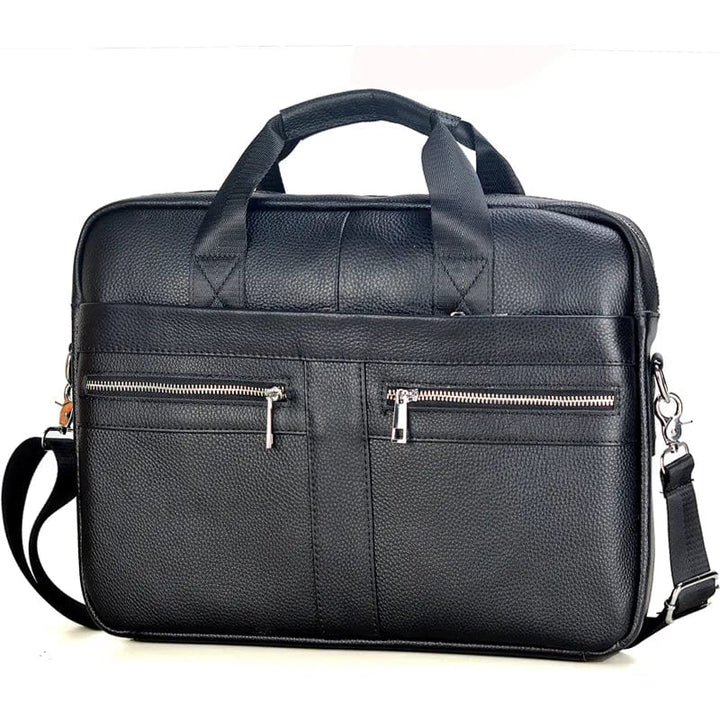 Sac ordinateur professionnel homme en cuir véritable pleine fleur, marron foncé, pour documents et PC portable