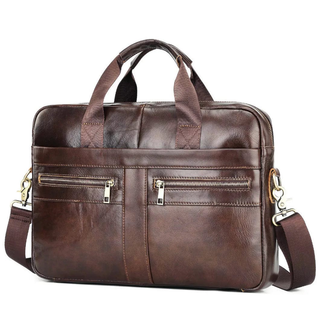 Sac de travail homme en cuir marron vintage, spacieux pour ordinateur portable 15 pouces et dossiers A4