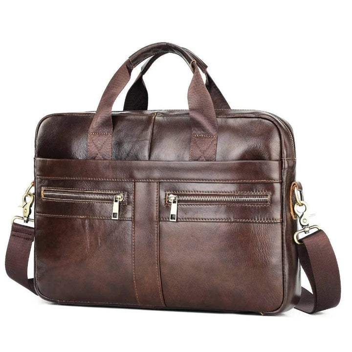 Sac de travail homme en cuir marron vintage, spacieux pour ordinateur portable 15 pouces et dossiers A4