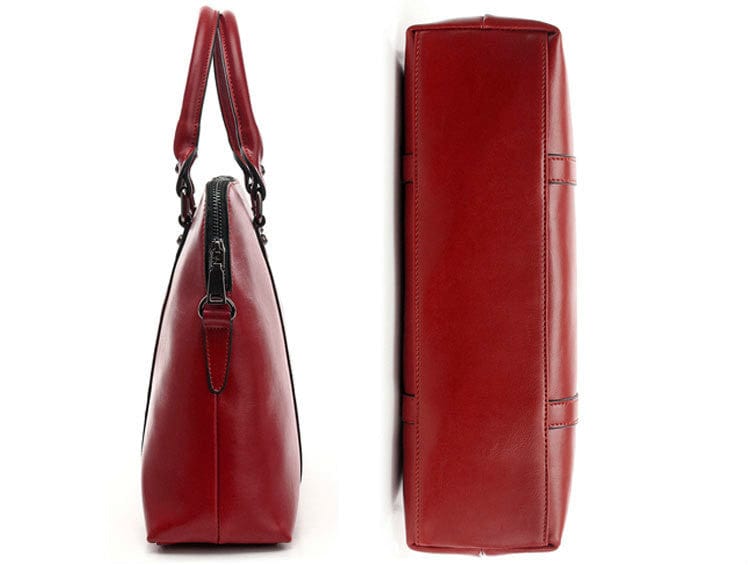 Sac professionnel en cuir véritable pour femme moderne, plusieurs poches internes, transport PC.