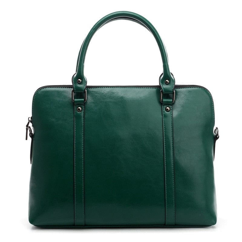 Sac bandoulière en cuir véritable pour femme, design élégant, compatible PC portable, usage bureau.