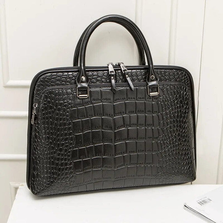 Sacoche ordinateur Lily en cuir marron pour femme, style élégant et tendance pour bureau, accessoire polyvalent