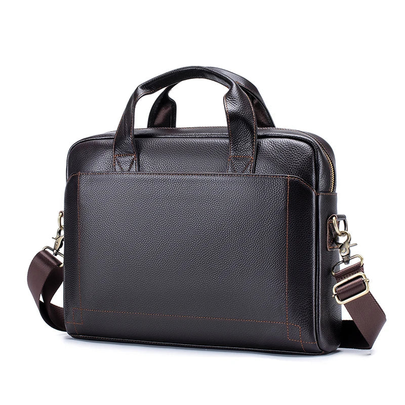 Sacoche ordinateur unisexe élégante 13.3" en cuir synthétique noir, idéale pour bureau et voyage.