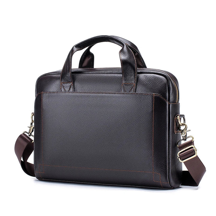 Sacoche ordinateur unisexe élégante 13.3" en cuir synthétique noir, idéale pour bureau et voyage.