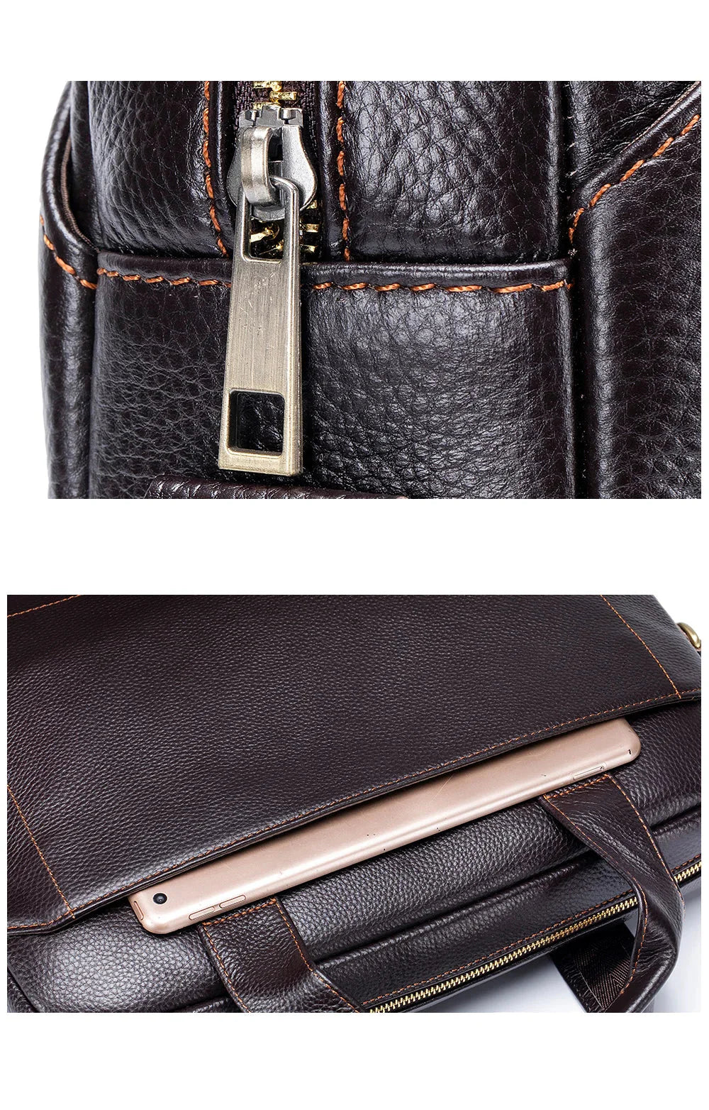 Sacoche ordinateur unisexe chic 13.3" couleur café, style professionnel pour homme et femme, idéale bureau.