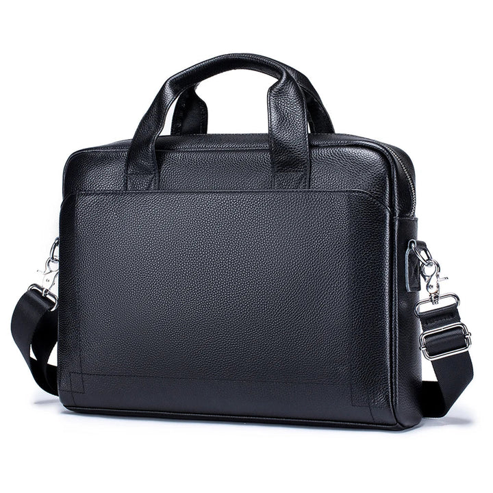 Sacoche robuste en cuir synthétique pour ordinateur portable 13.3", dotée de multiples poches pour accessoires.
