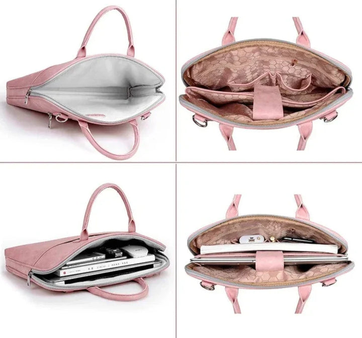 Vue d'ensemble de la sacoche pour ordinateur portable 17 pouces, noire, idéale pour le voyage.