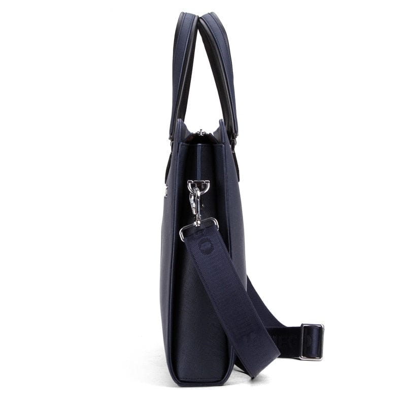 Sac de travail homme en cuir PU, poignée renforcée et bandoulière réglable pour plus de confort.