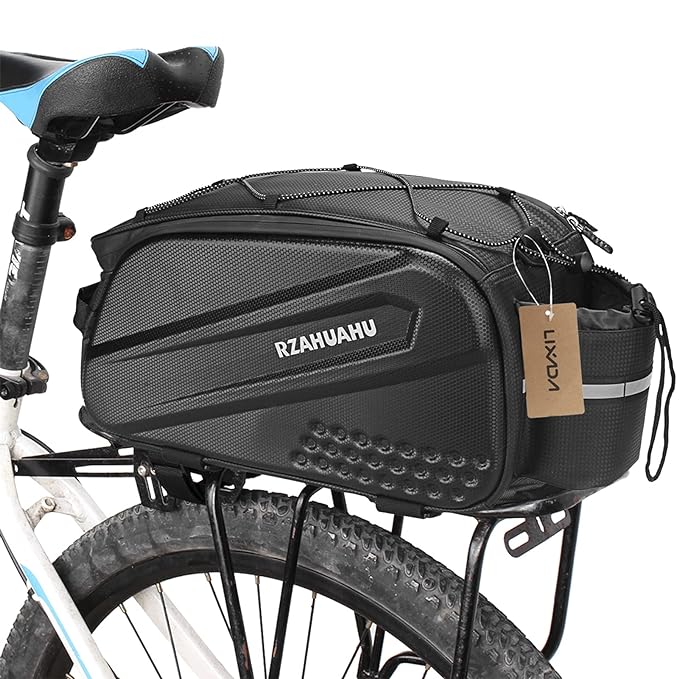 "Sacoche vélo rigide 25L imperméable, fixée sur porte-bagages, idéale cyclotourisme et trajets urbains, polyester résistant."