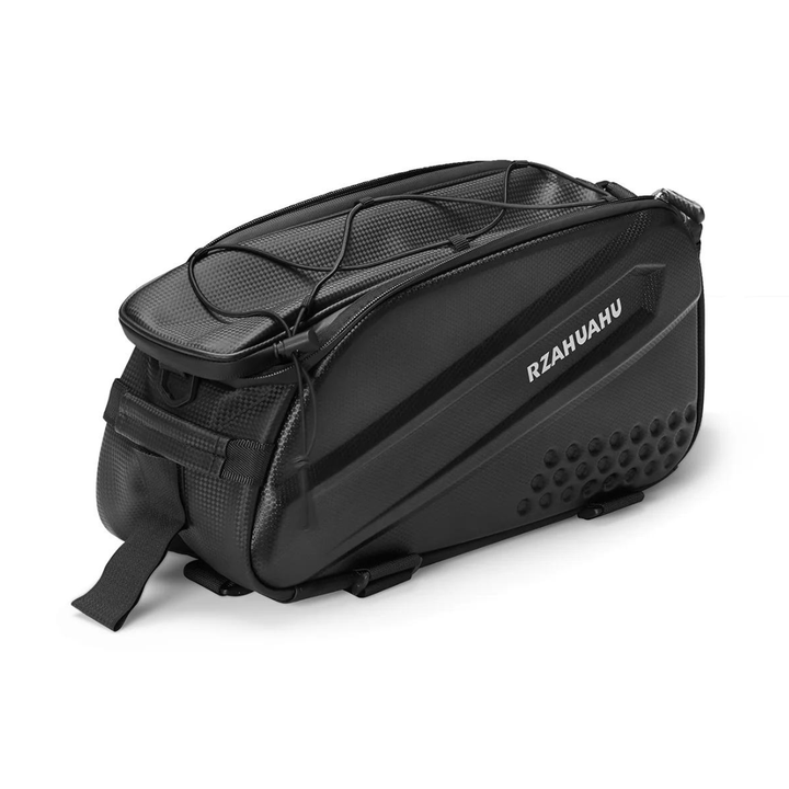 "Sacoche vélo rigide 25L imperméable, fixée sur porte-bagages, idéale cyclotourisme et trajets urbains, polyester résistant."