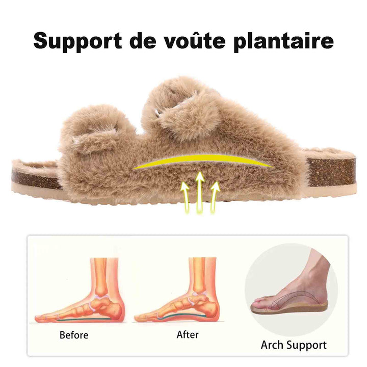 Chaussures d'intérieur Boston pelucheuses et à la mode pour femme, idéales pour le quotidien décontracté et cosy.
