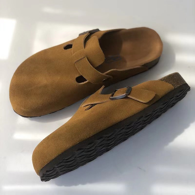 Sandales Boston unisexes beiges, confortables et stylées pour hommes et femmes au quotidien.