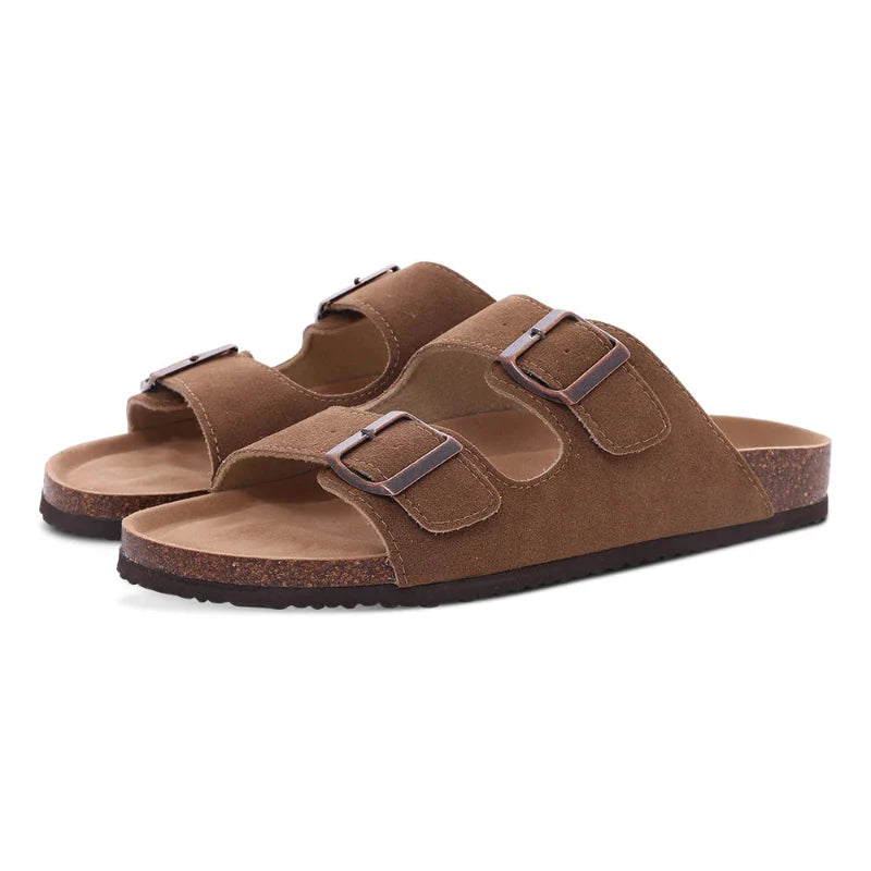 Chaussures homme sandales légères à double boucle, offrant un support plantaire et un confort optimal pour l'été.