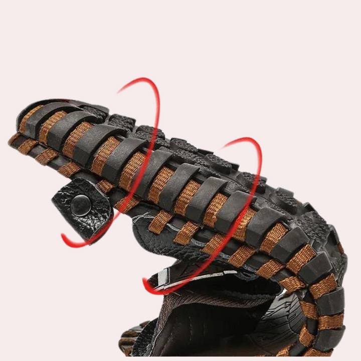 "Sandales de luxe Angelo pour hommes en cuir marron avec semelle massante, alliant élégance et confort"