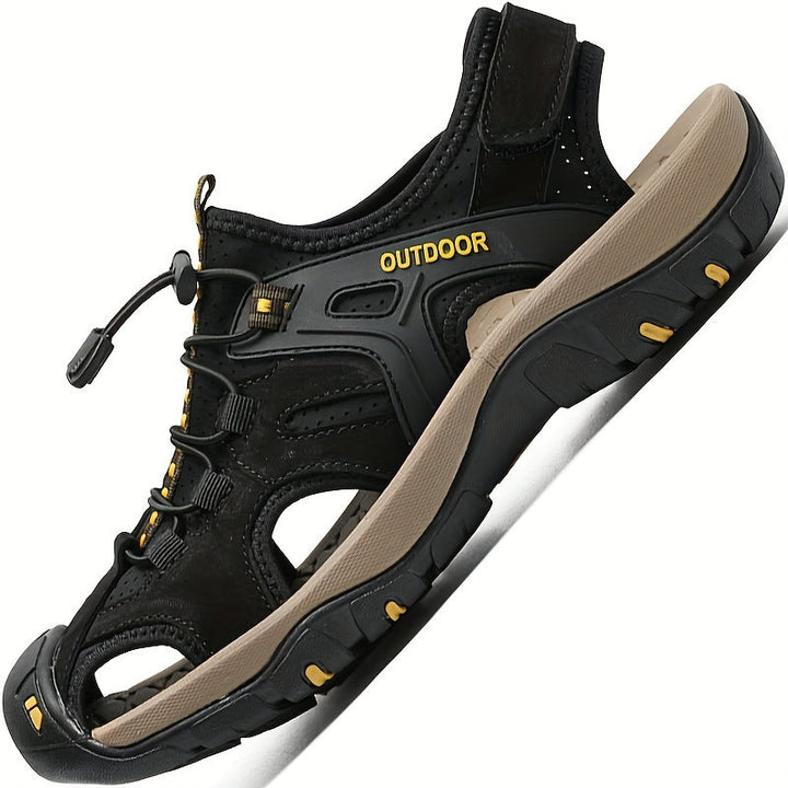 Sandales sport homme en cuir, adhérentes pour randonnée et aventures en montagne.