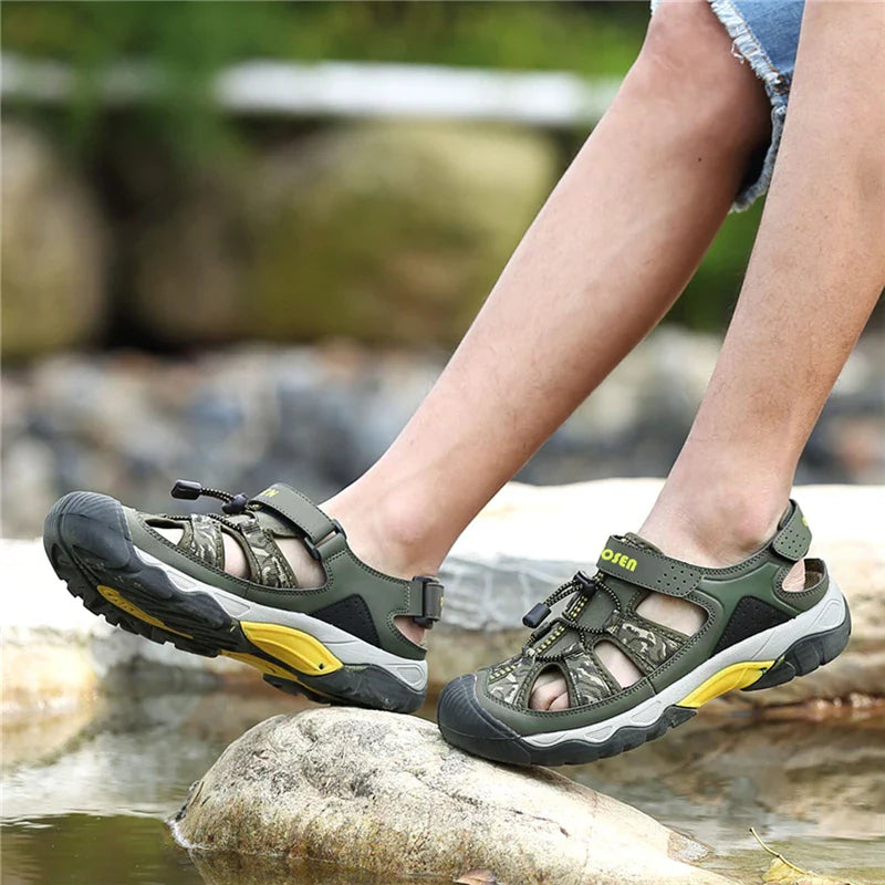 Sandales de marche antidérapantes homme/femme. Confort respirant pour randonnée estivale et activités outdoor.