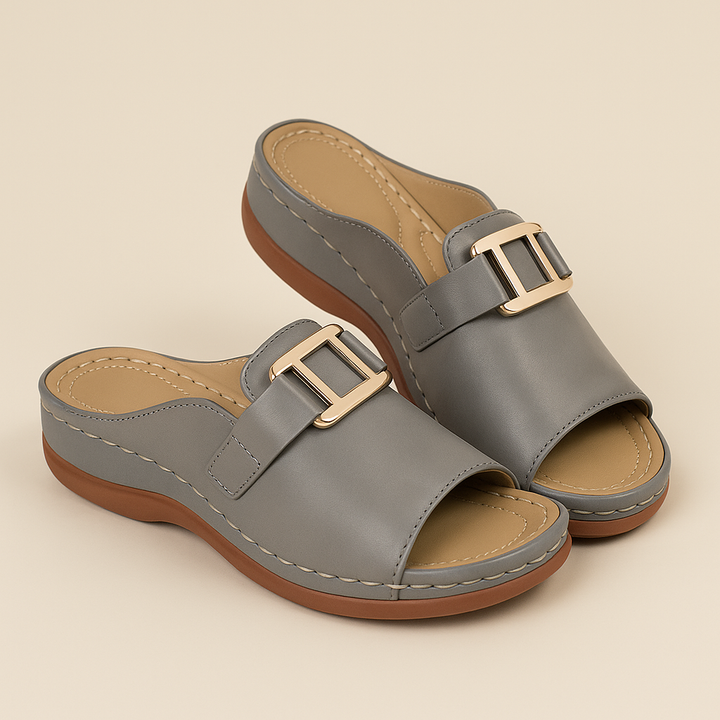 "Sandales d'été femme, talons compensés, design simple, élégant, en similicuir, ouvertes et confortables pour l'été"