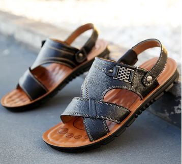 "Sandales en cuir pour homme, orthopédiques et réglables, design élégant et lanières en cuir marron brun"