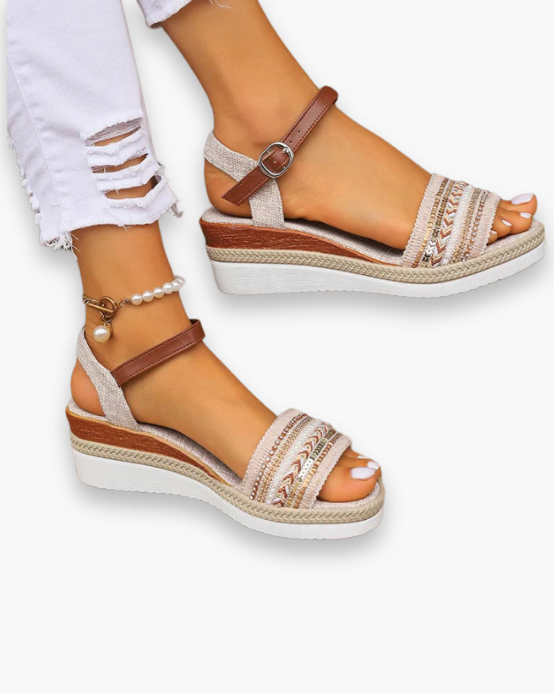 "Sandales femme été décontractées, chic, semelle intérieure rembourrée, sangle cheville réglable pour confort optimal"