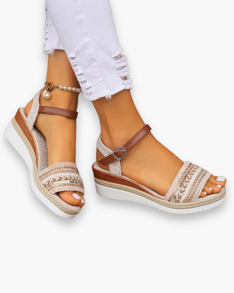 "Sandales femme été décontractées, chic, semelle intérieure rembourrée, sangle cheville réglable pour confort optimal"