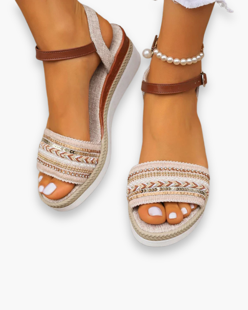 "Sandales femme été décontractées, chic, semelle intérieure rembourrée, sangle cheville réglable pour confort optimal"