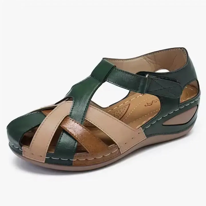 Sandales femme orthopédiques, style vintage. Confort et maintien optimal.  Design élégant et semelle antidérapante.