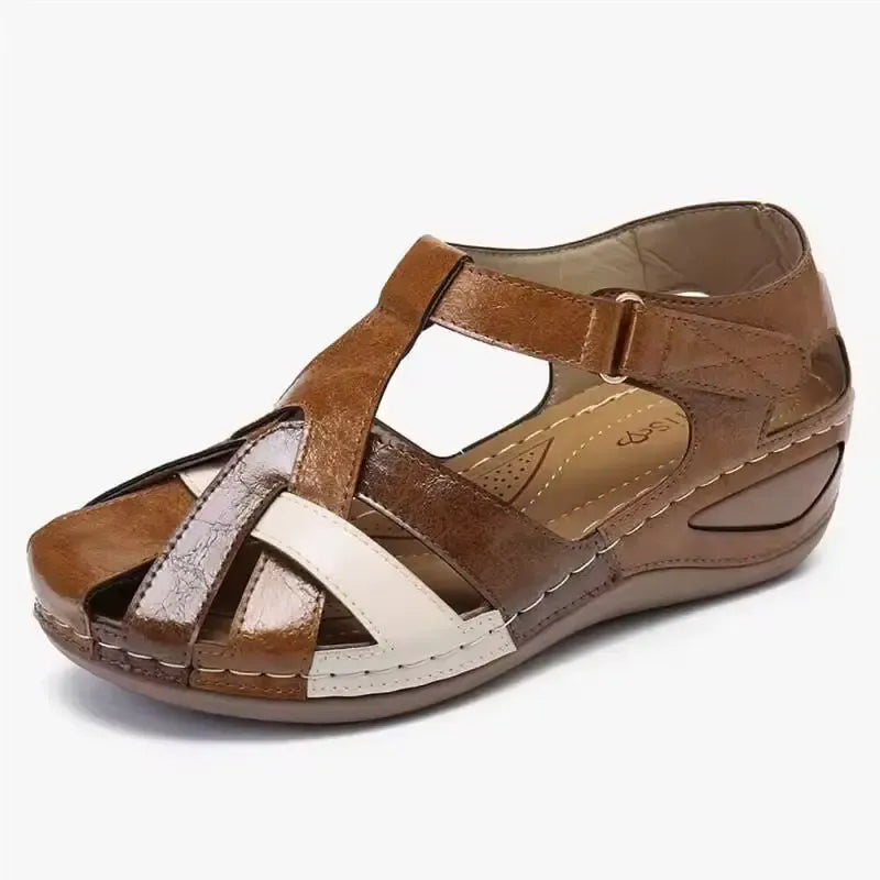 Sandales femme orthopédiques, style vintage. Confort et maintien optimal.  Design élégant et semelle antidérapante.
