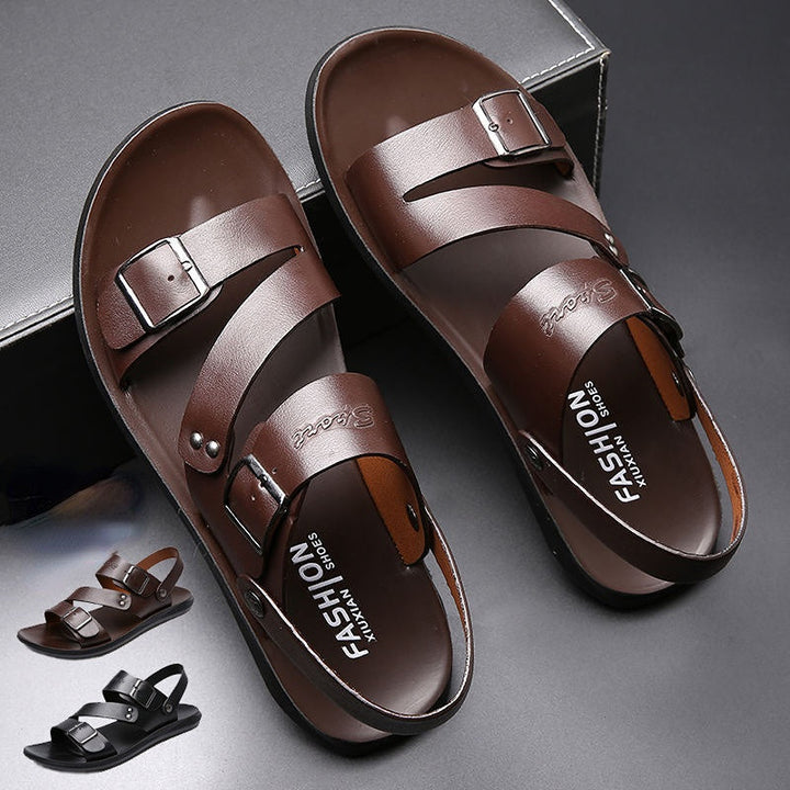 Sandales homme élégantes avec boucle raffinée, confort premium, style estival, parfaites pour sorties décontractées.