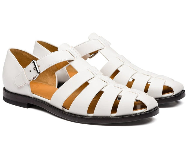 Sandales homme en cuir, style élégant et confortable.  Modèle à plusieurs lanières.