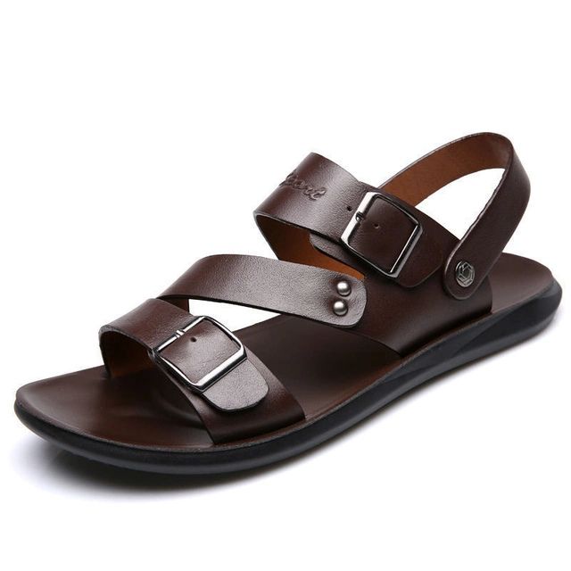 Sandales homme été, cuir, confortables. Semelle matelassée, boucles réglables.  Style élégant et décontracté.