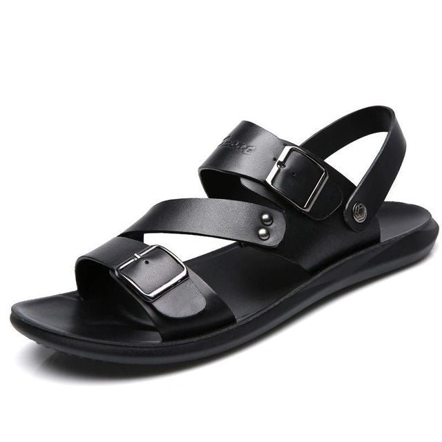 Sandales homme été, cuir, confortables. Semelle matelassée, boucles réglables.  Style élégant et décontracté.