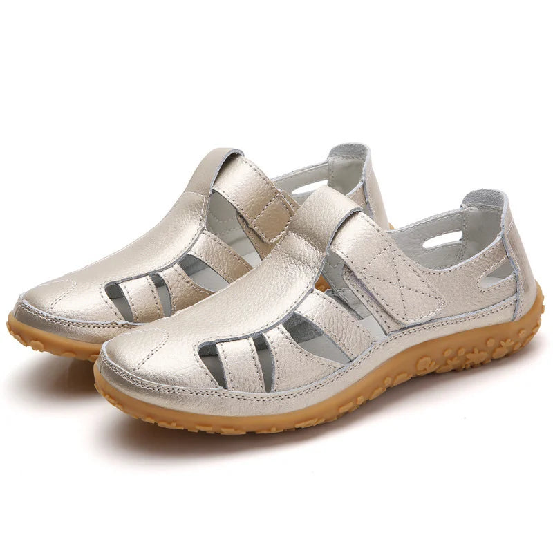 "Sandales orthopédiques antidérapantes confortables avec soutien plantaire en cuir doux, idéales pour l'été et les promenades